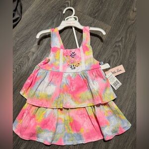 Little Lass Pink and Yellow Tie-Dye Dress